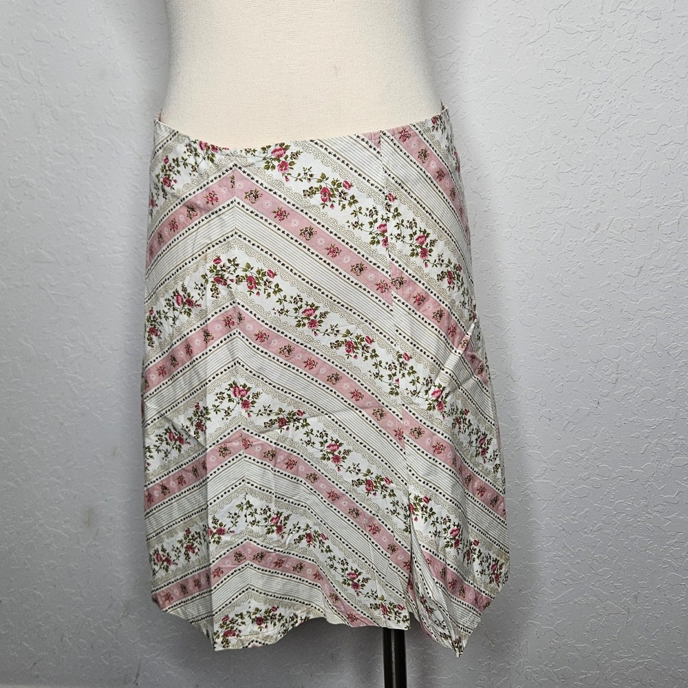 Fashion Bug Cotton Floral Bias‎ Cut Midi Skirt Romantic Cottagecore Size L
